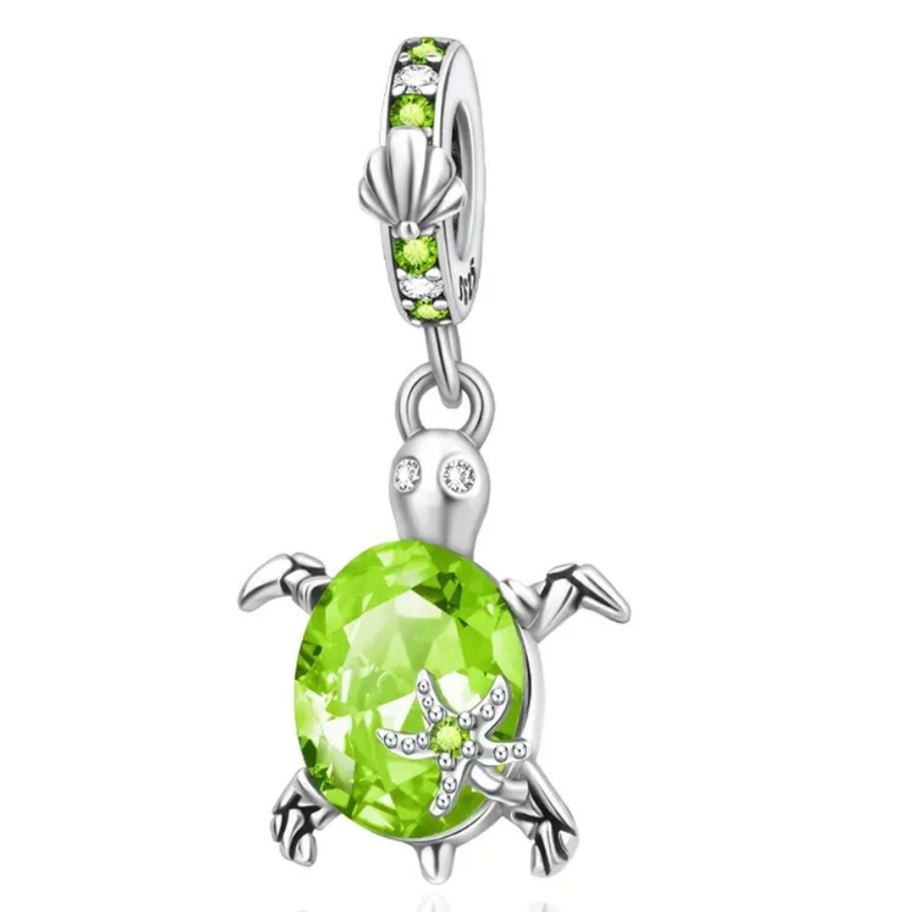 New S925 Green Turtle Crystal Pandora Style Charm